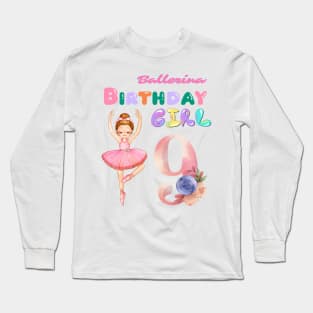 9th ballerina birthday girl Long Sleeve T-Shirt